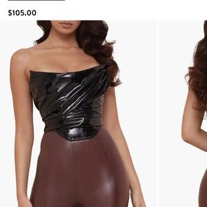 House of CB Marla Faux Patent Leather Corset Top